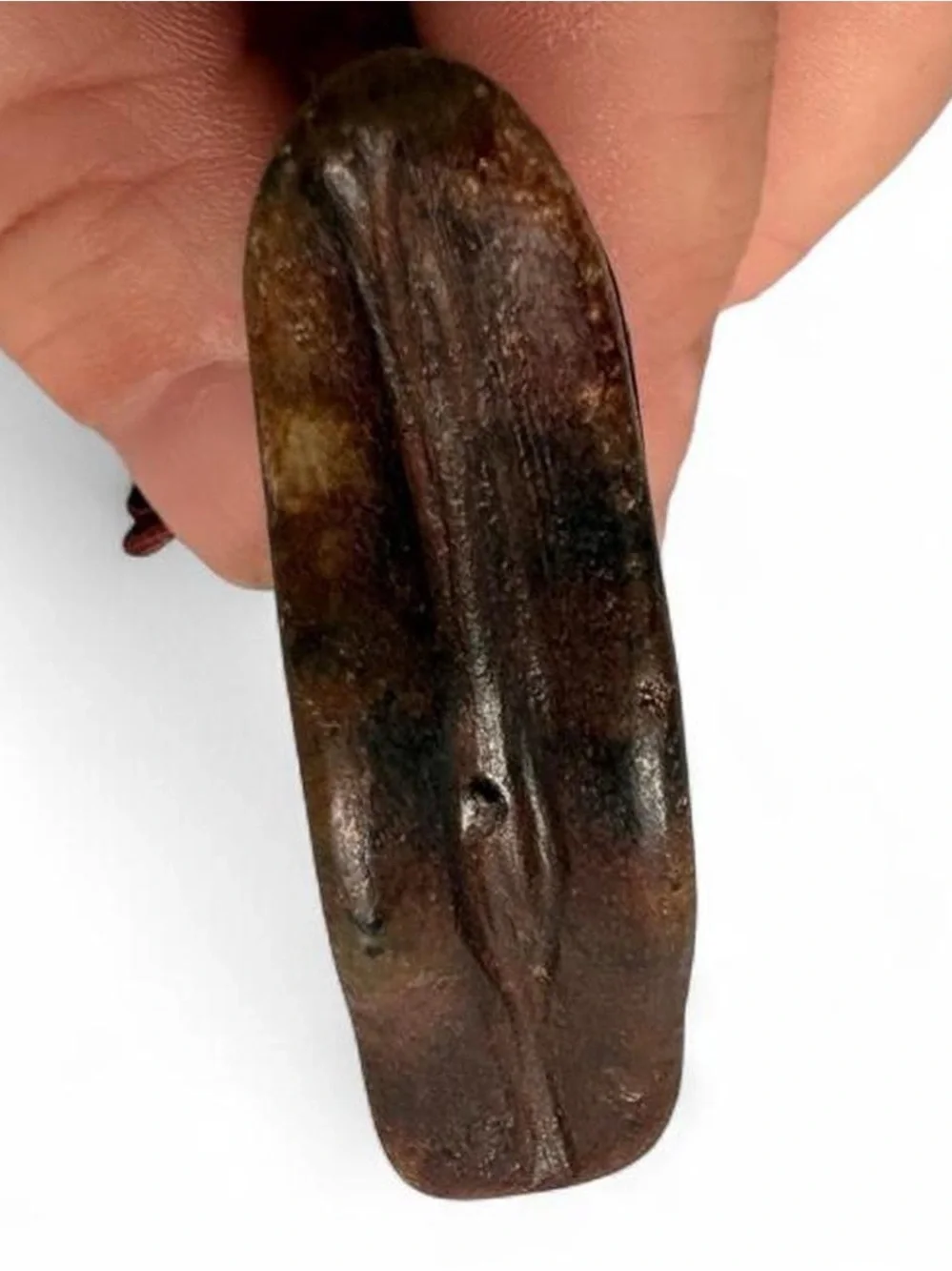 Vintage Carved brown/russet jade pendant featuring archaic style pattern dragon